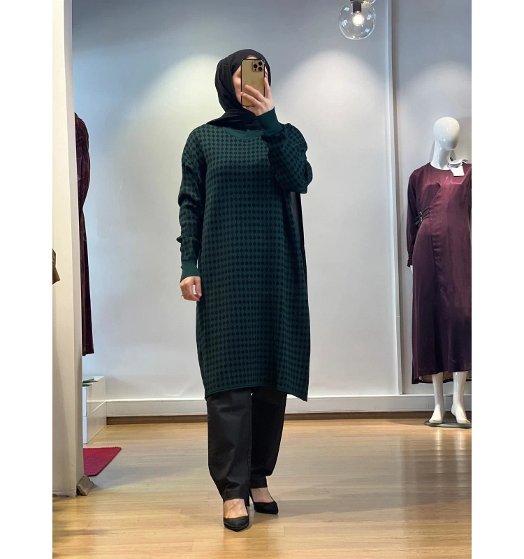 MissWhence Kazayağı Desenli Triko Tunik 34011