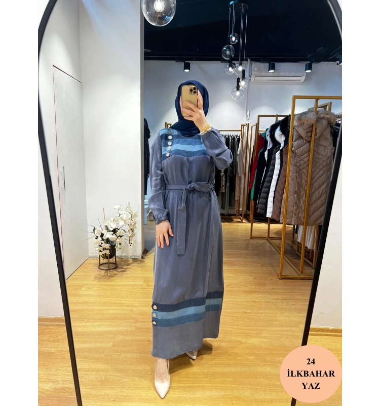 MissWhence Kot Detaylı Cupra İpek Elbise 35802