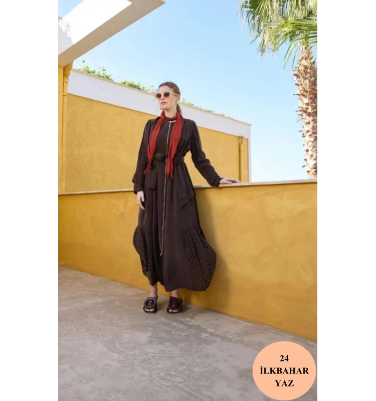 MissWhence Lazer Kesim Detaylı Pardesü 35511