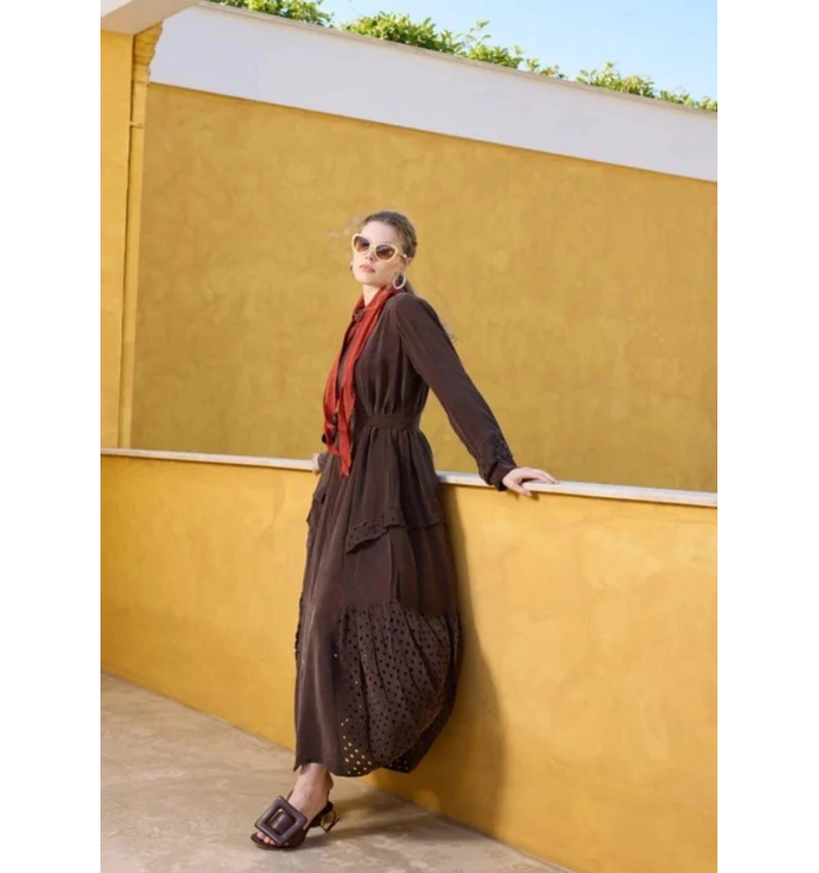 MissWhence Lazer Kesim Detaylı Pardesü 35511