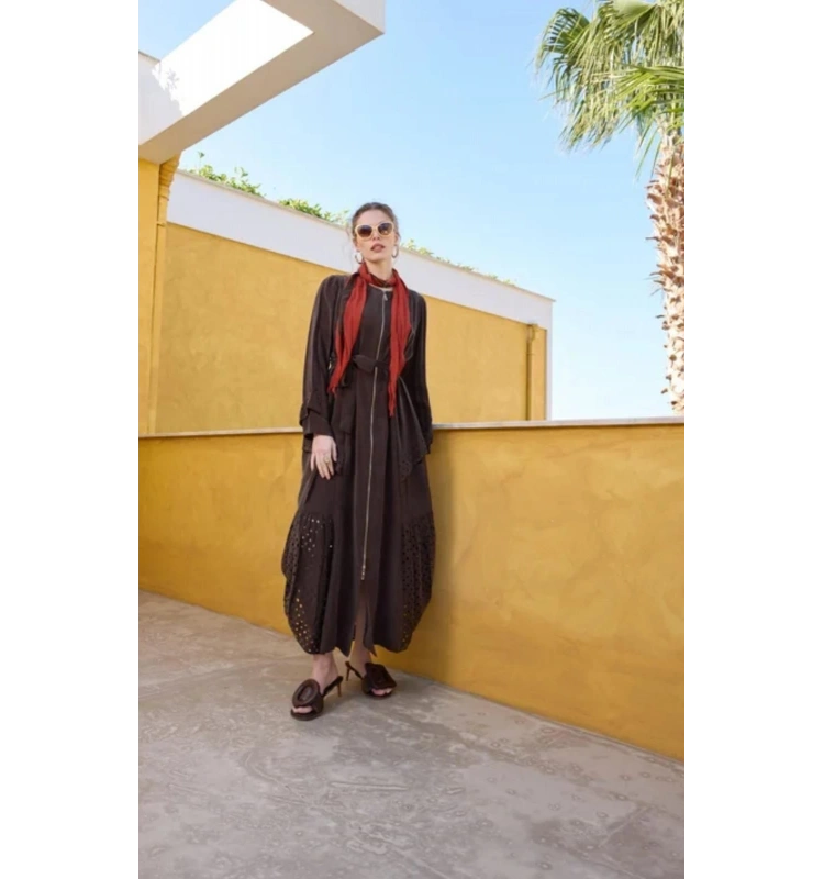 MissWhence Lazer Kesim Detaylı Pardesü 35511