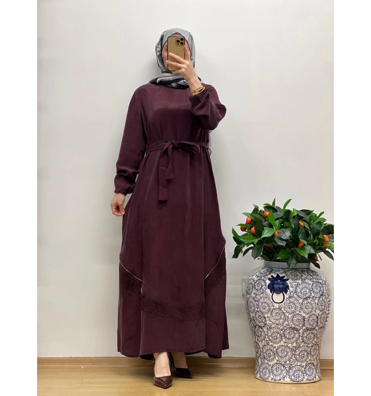 MissWhence Nakış Detaylı Ferm.Cupro Elbise 25Y-37800