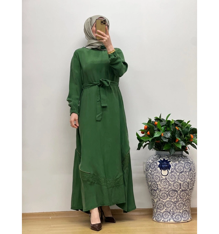 MissWhence Nakış Detaylı Ferm.Cupro Elbise 25Y-37800