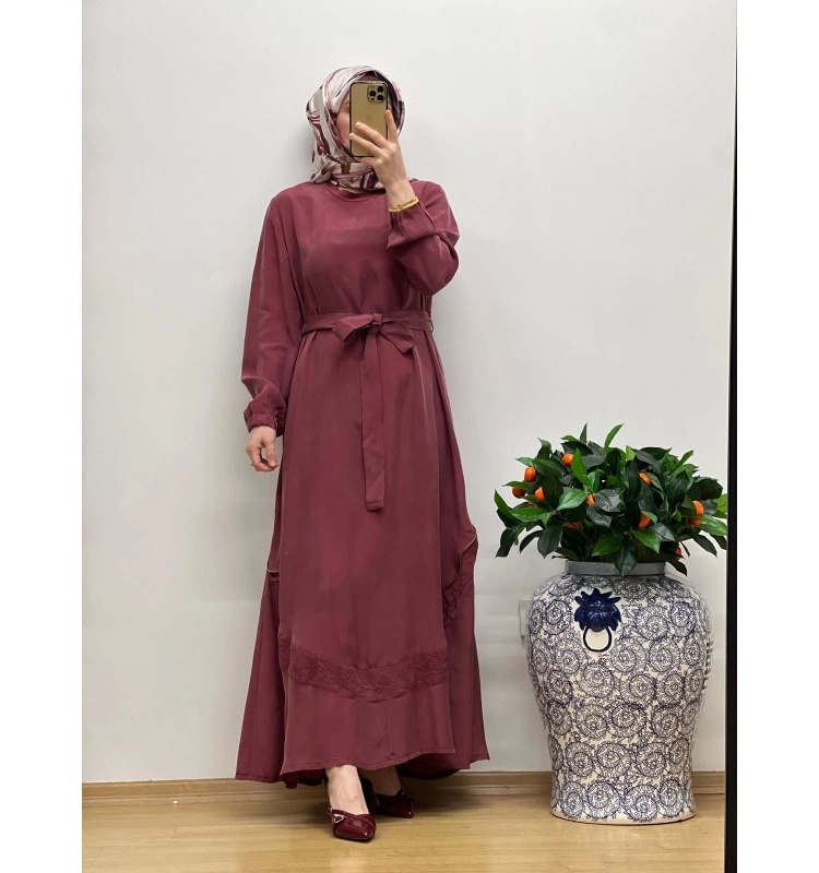 MissWhence Nakış Detaylı Ferm.Cupro Elbise 25Y-37800