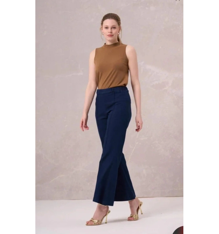 MissWhence Önü Dikişli Bol Paça Jean Pantolon 35103