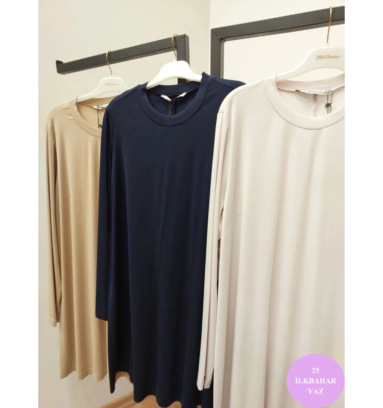 MissWhence Pamuk Kollu Uzun Tunik 25Y-37029