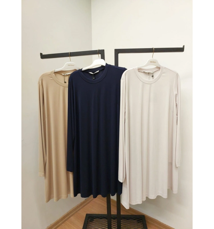 MissWhence Pamuk Kollu Uzun Tunik 25Y-37029