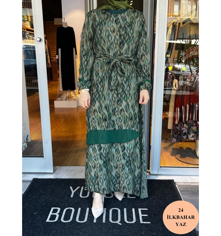 MissWhence Şifon Detaylı Cupra İpek Elbise 35837