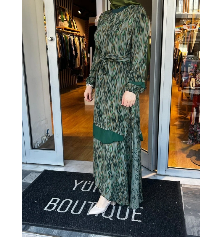 MissWhence Şifon Detaylı Cupra İpek Elbise 35837