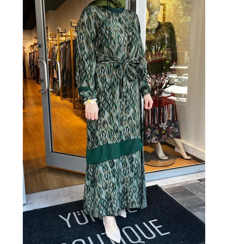 MissWhence Şifon Detaylı Cupra İpek Elbise 35837