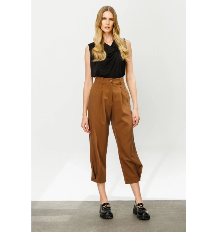 On Triko Bol Paça Yüksek Bel Pantolon 24K24147