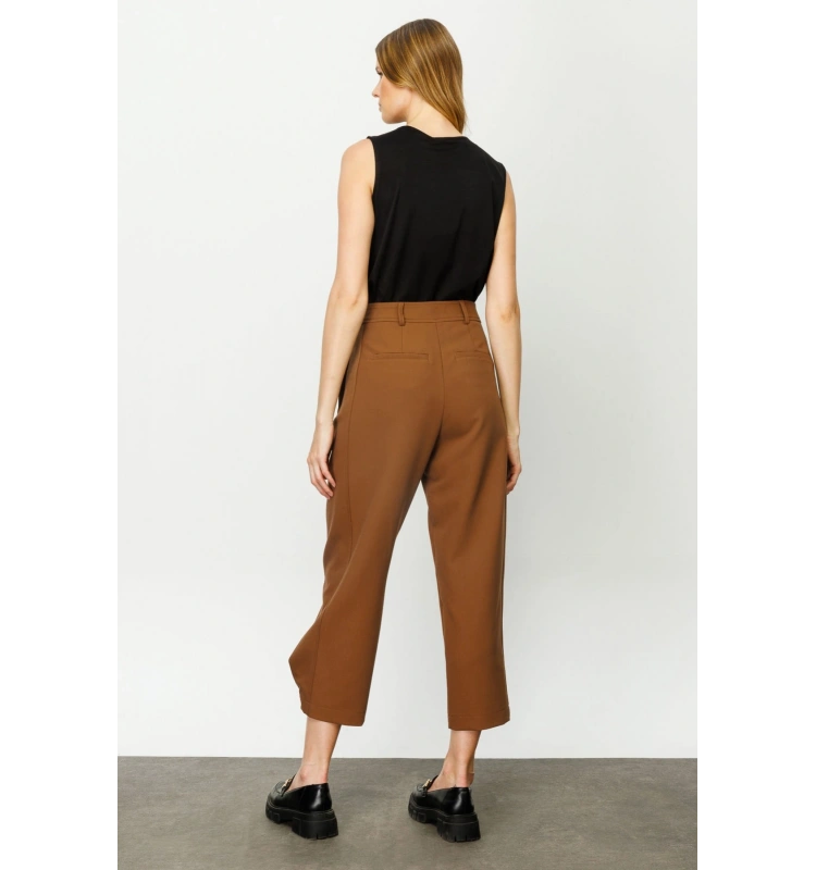 On Triko Bol Paça Yüksek Bel Pantolon 24K24147