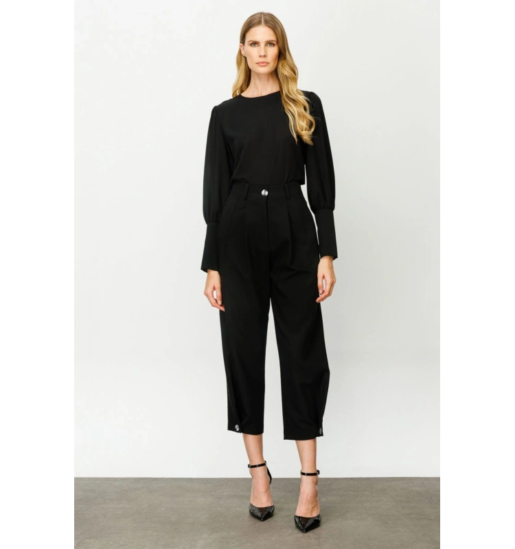 On Triko Bol Paça Yüksek Bel Pantolon 24K24147