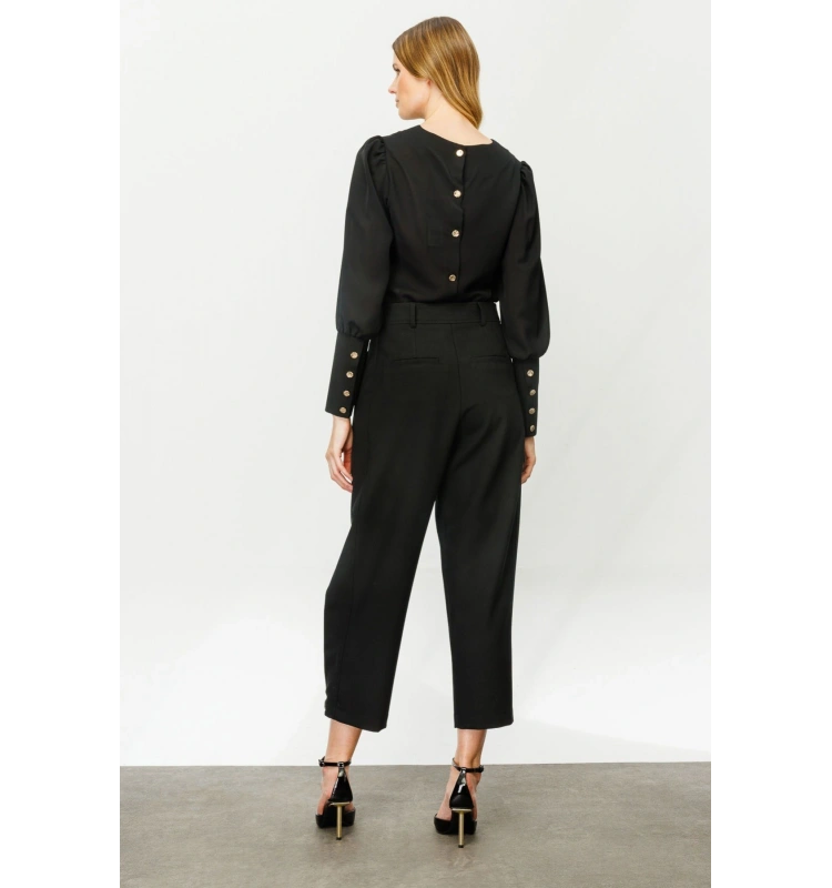 On Triko Bol Paça Yüksek Bel Pantolon 24K24147