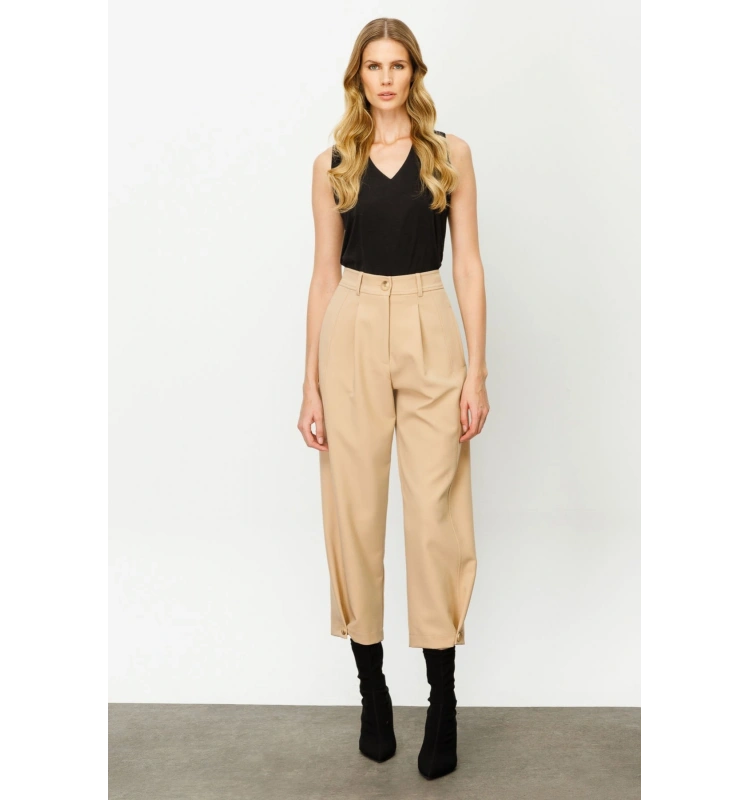 On Triko Bol Paça Yüksek Bel Pantolon 24K24147