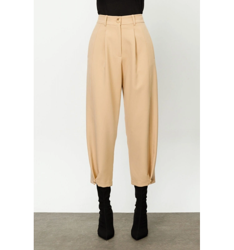 On Triko Bol Paça Yüksek Bel Pantolon 24K24147