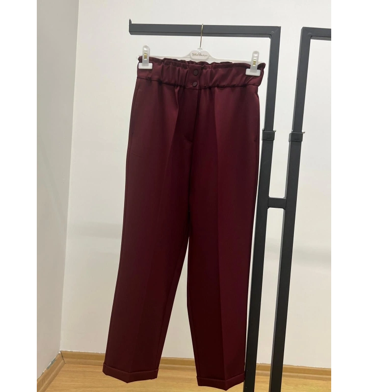 Sentez Beli Lastikli İnce Duble Paça Pantolon 25Y-SZ-5514