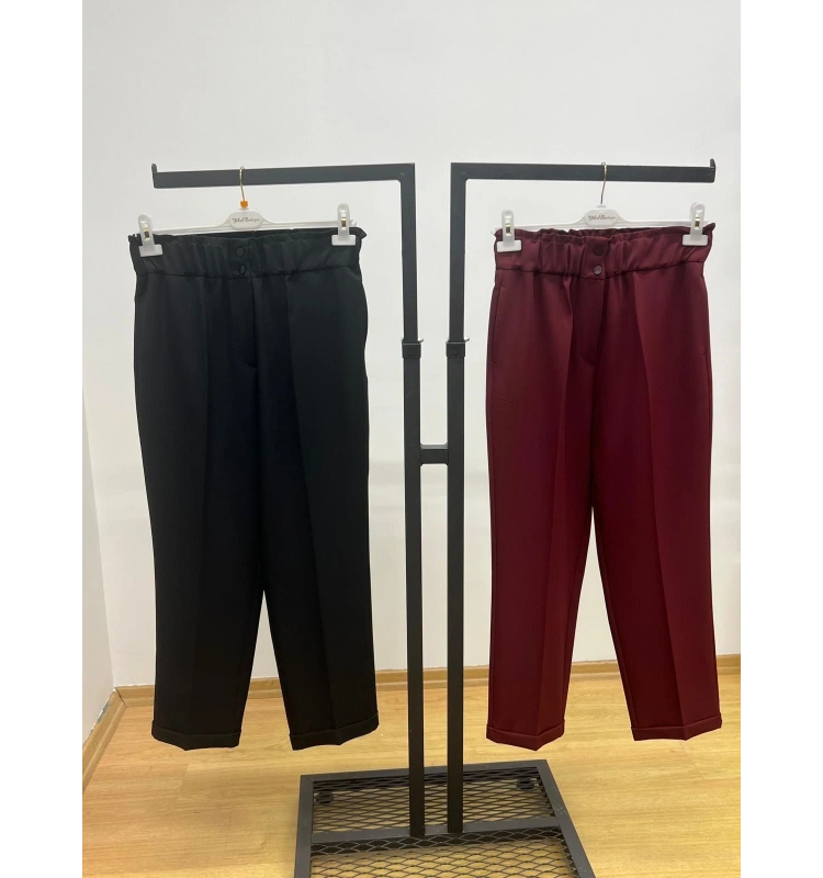 Sentez Beli Lastikli İnce Duble Paça Pantolon 25Y-SZ-5514