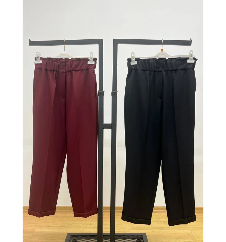 Sentez Beli Lastikli İnce Duble Paça Pantolon 25Y-SZ-5514