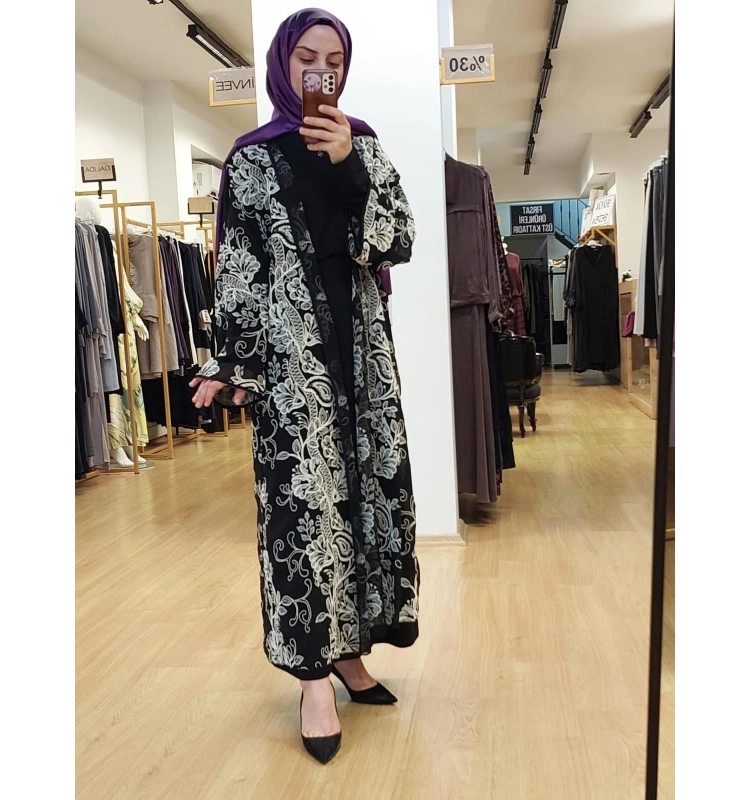 Zems Tül Kap Siyah Desenli 25Y-2668