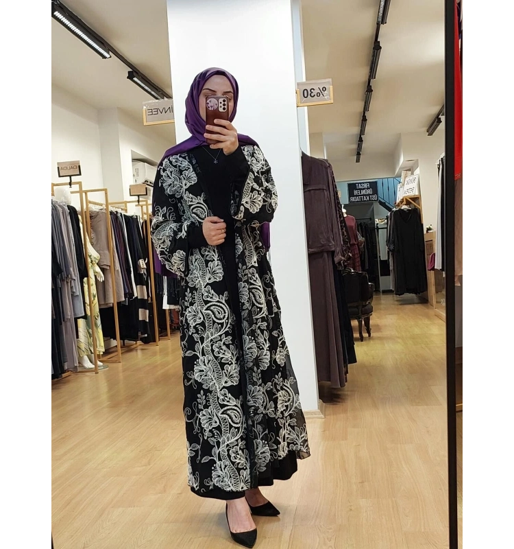 Zems Tül Kap Siyah Desenli 25Y-2668