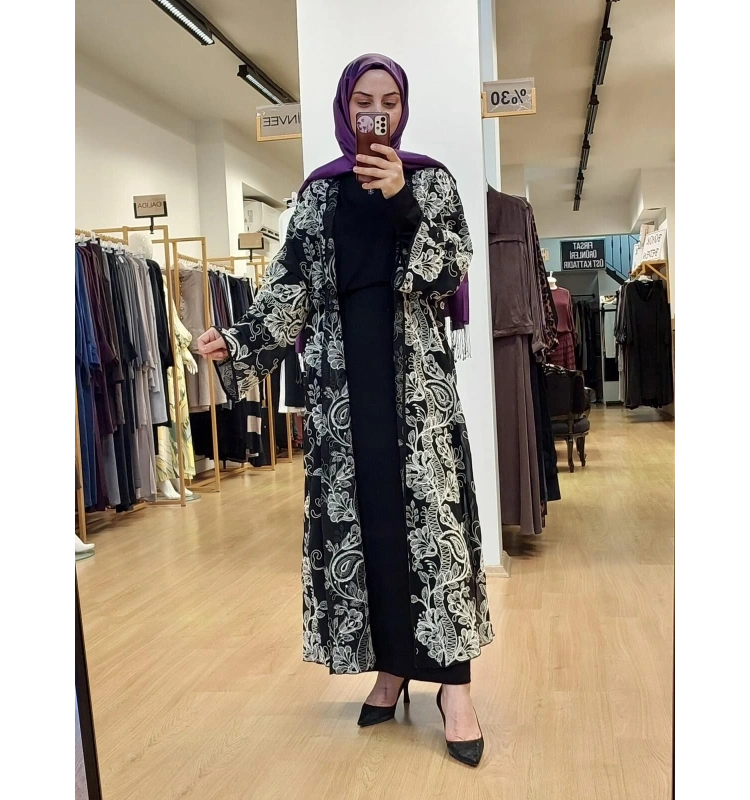 Zems Tül Kap Siyah Desenli 25Y-2668