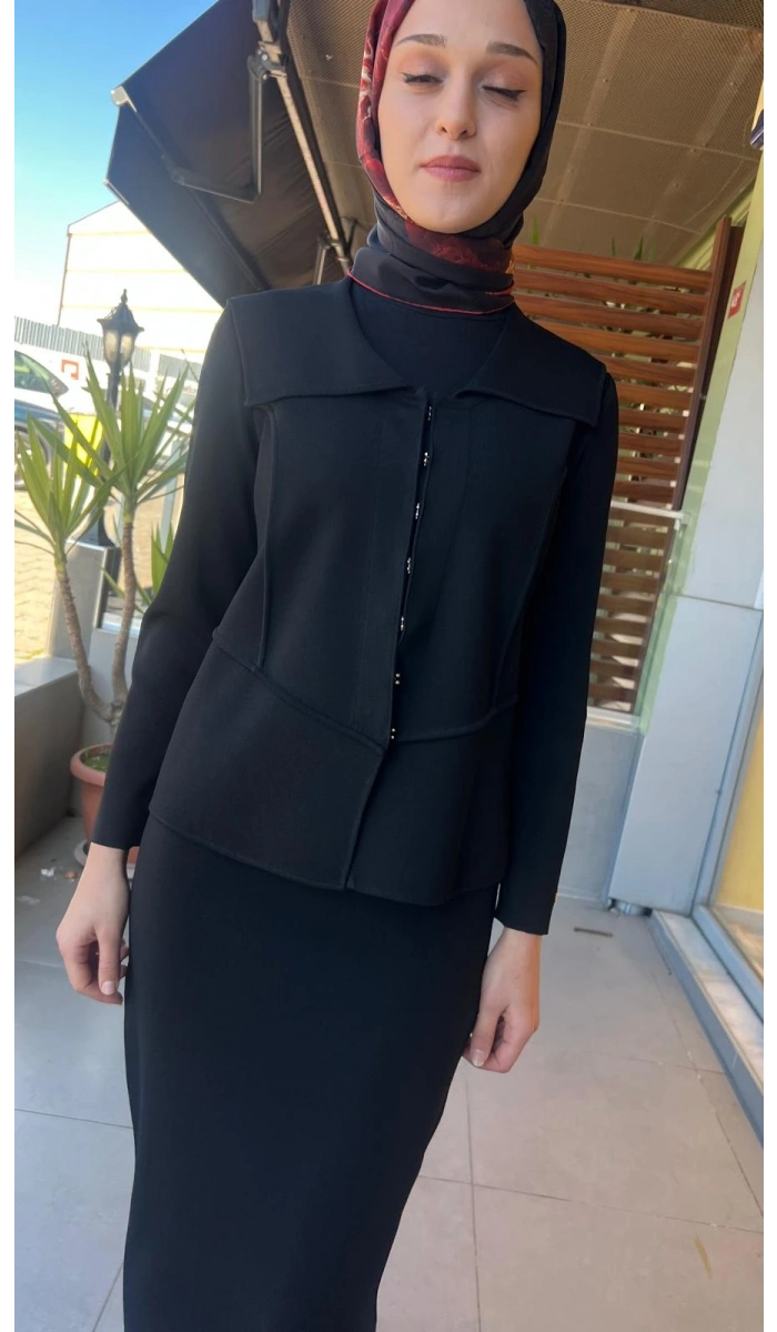Yaka Detaylı Triko Şık Ceket T26Y-8204