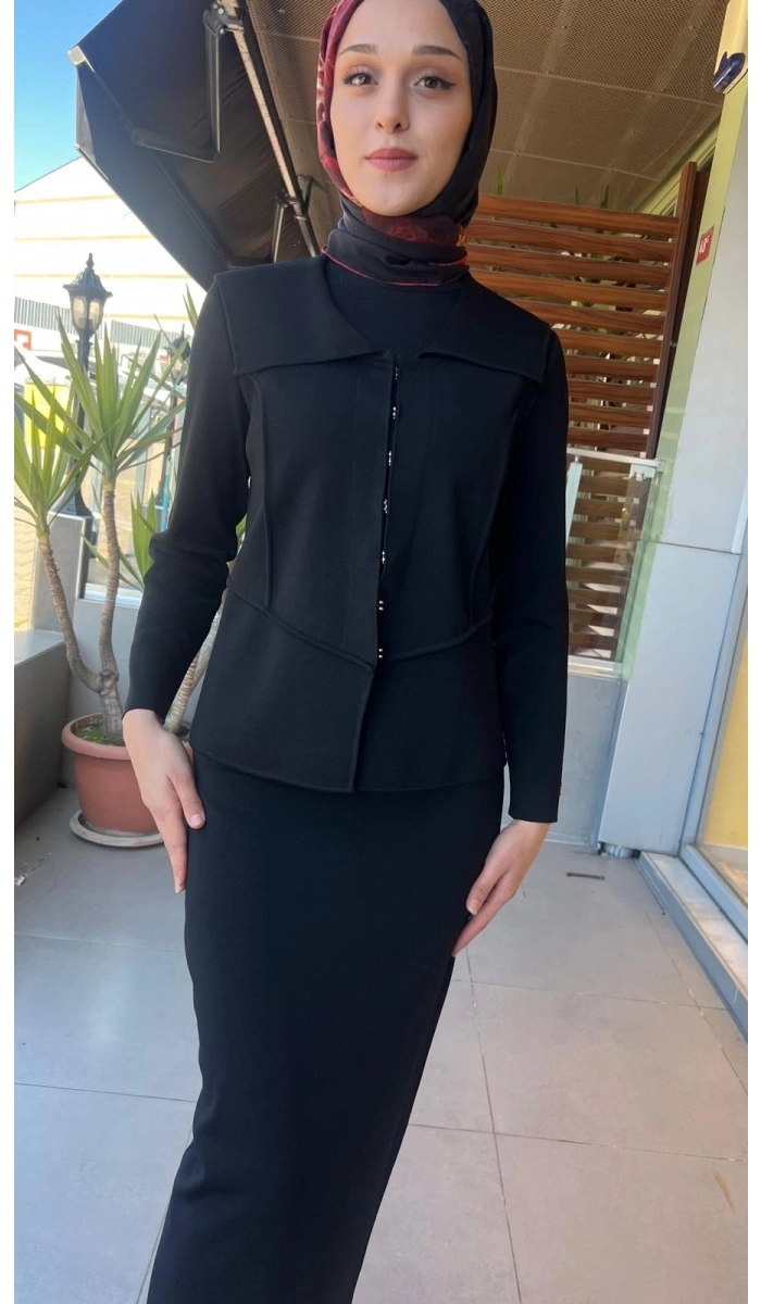 Yaka Detaylı Triko Şık Ceket T26Y-8204