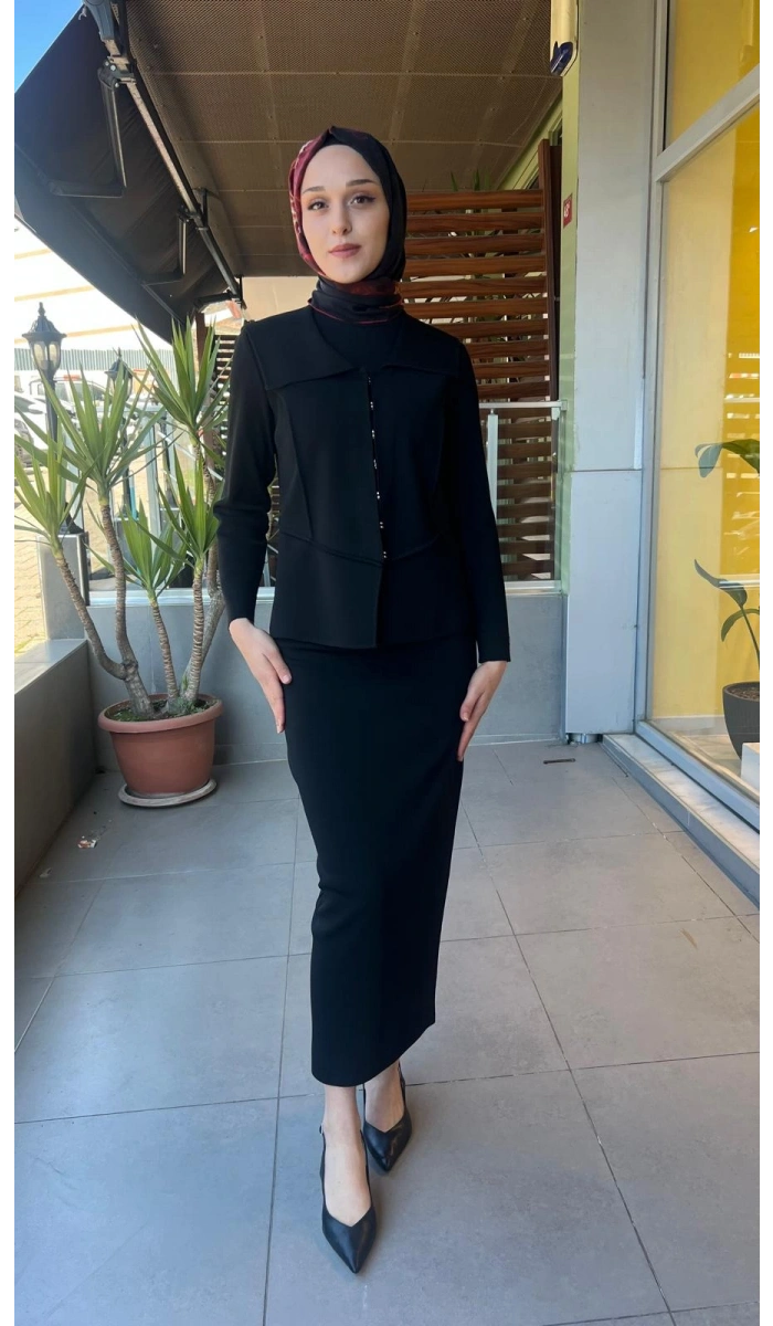 Yaka Detaylı Triko Şık Ceket T26Y-8204