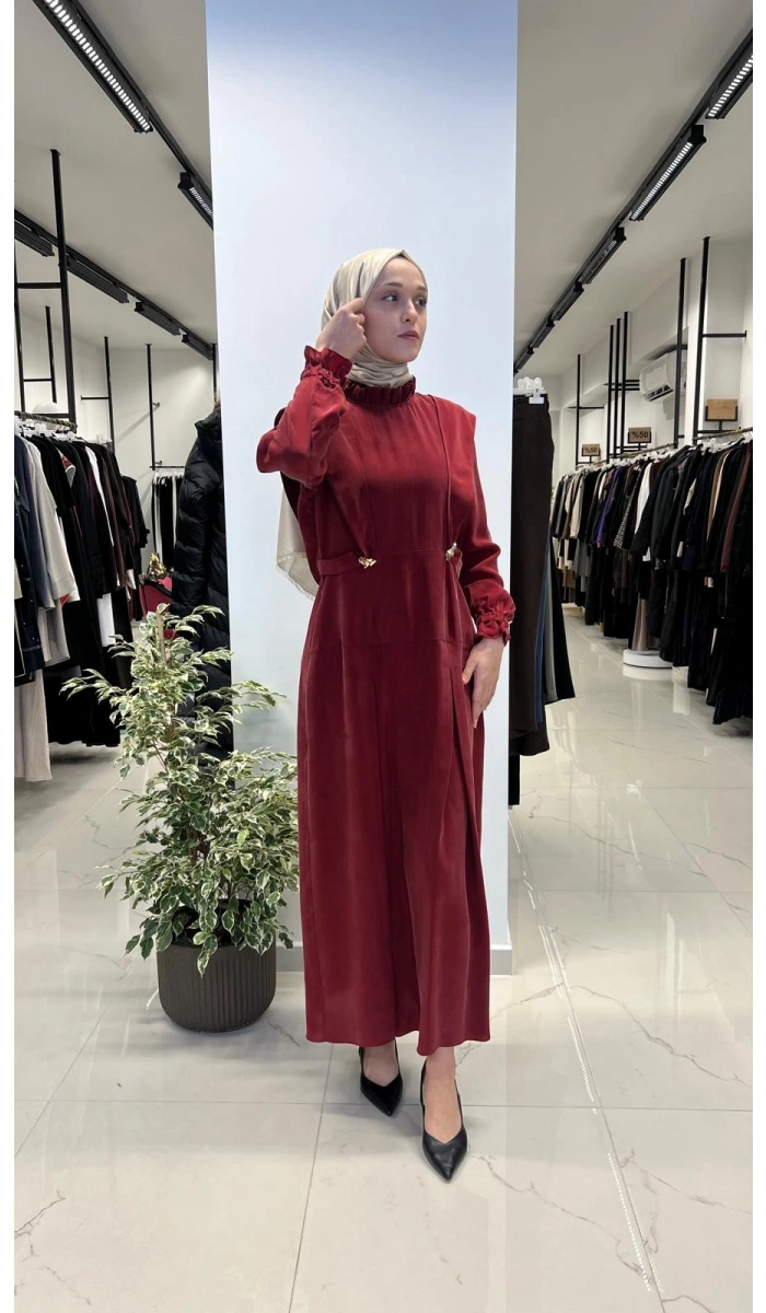 Aksesuar Detaylı Cupro Elbise T26Y-4014