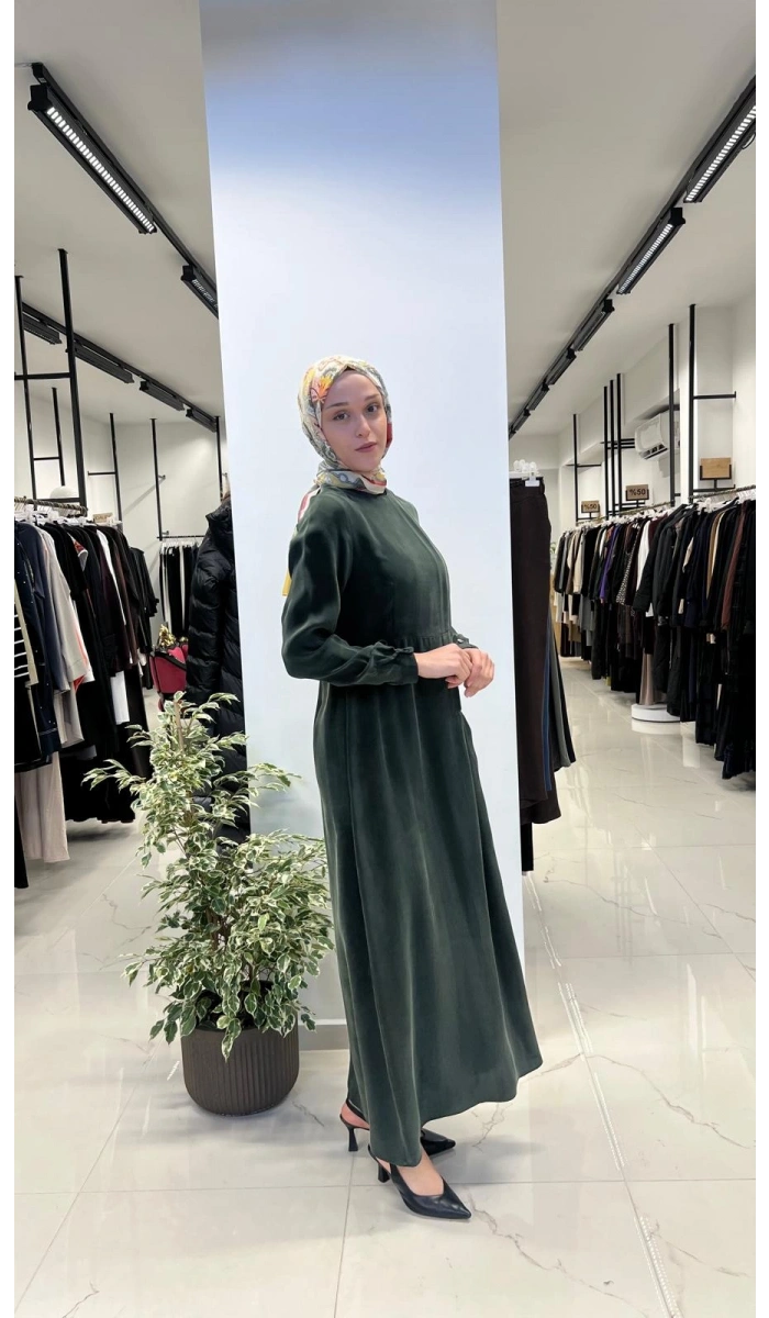 Pili Detaylı Düz Renk Elbise T26Y-4039