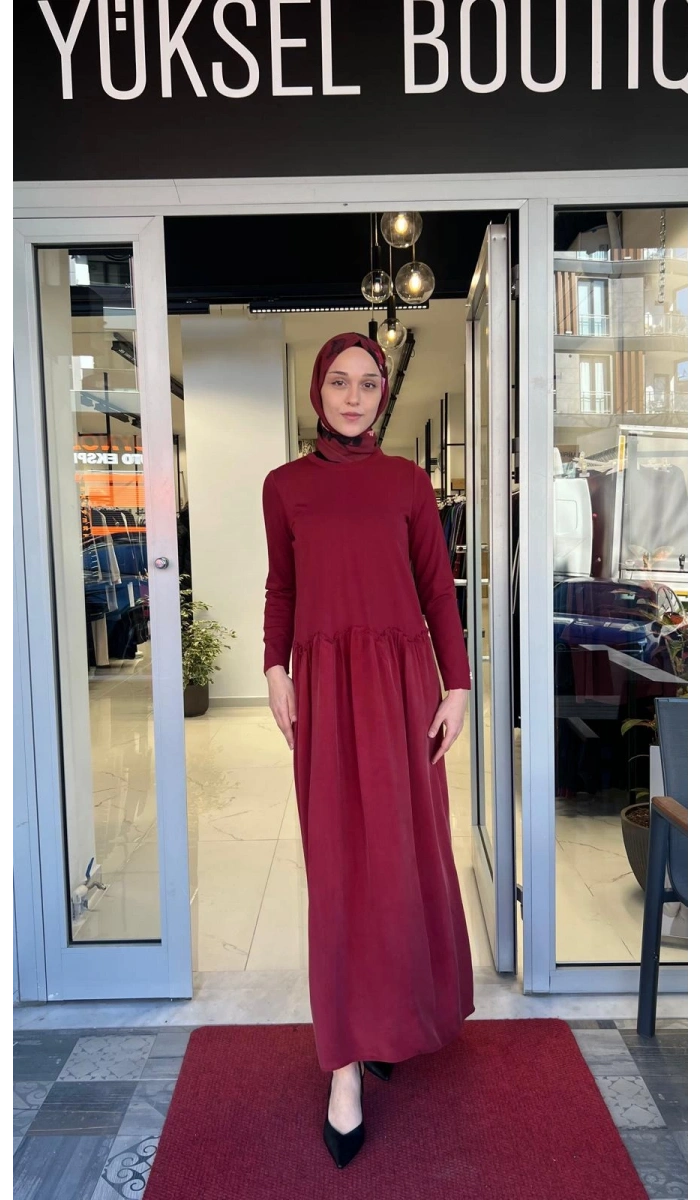 Büzgü Detaylı Triko Cupro Elbise T26Y-4038