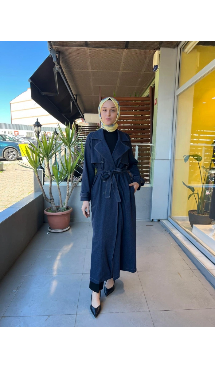 Düz Renk Denim Trençkot T26Y-8000