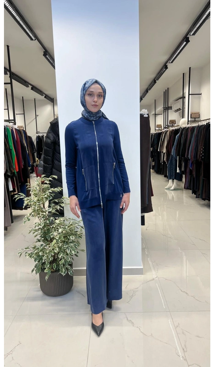 Fermuarlı Cupro Detaylı Triko Ceket T26Y-8203