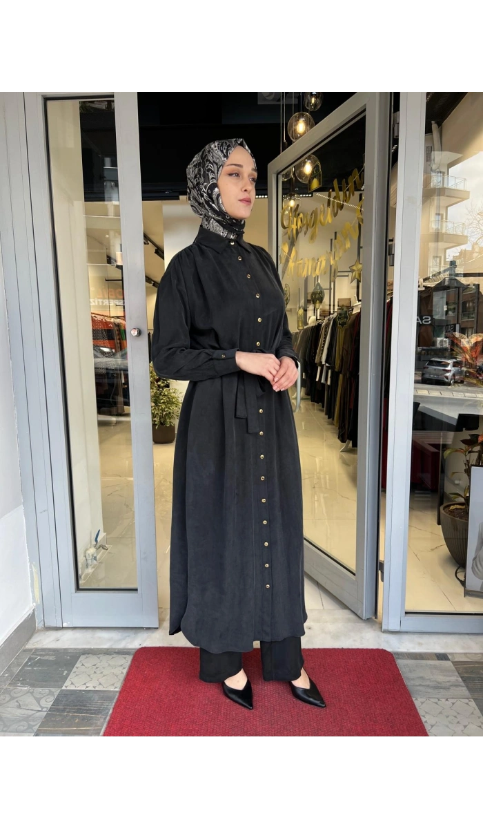 Prime Taşlanmış İpek Gömlek Elbise TD-2840