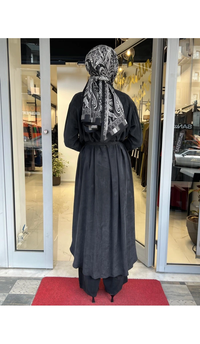 Prime Taşlanmış İpek Gömlek Elbise TD-2840