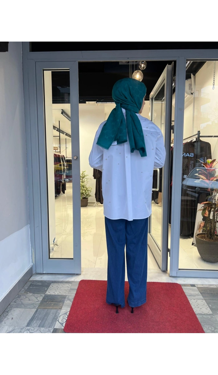 Samba Koton Straz Taşlı Gömlek TD-4772