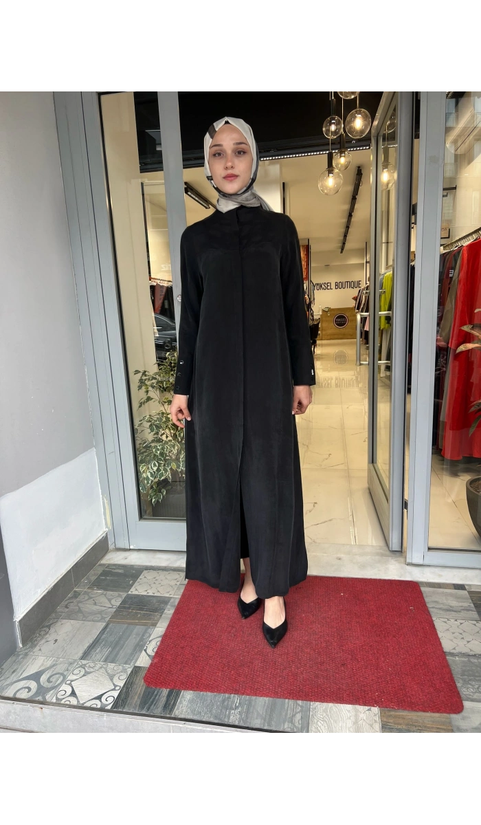 Yakasız Yırtmaç Detaylı Keten Ceket 2268285