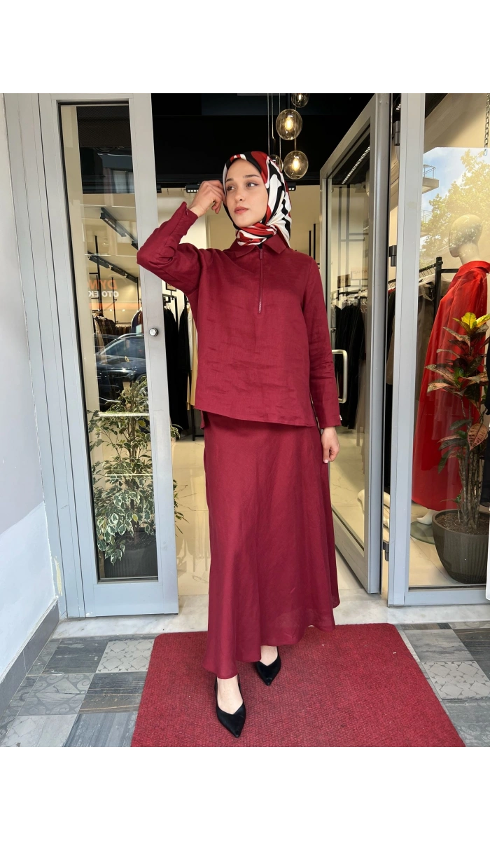 Önü Fermuarlı Keten Gömlek 2266255