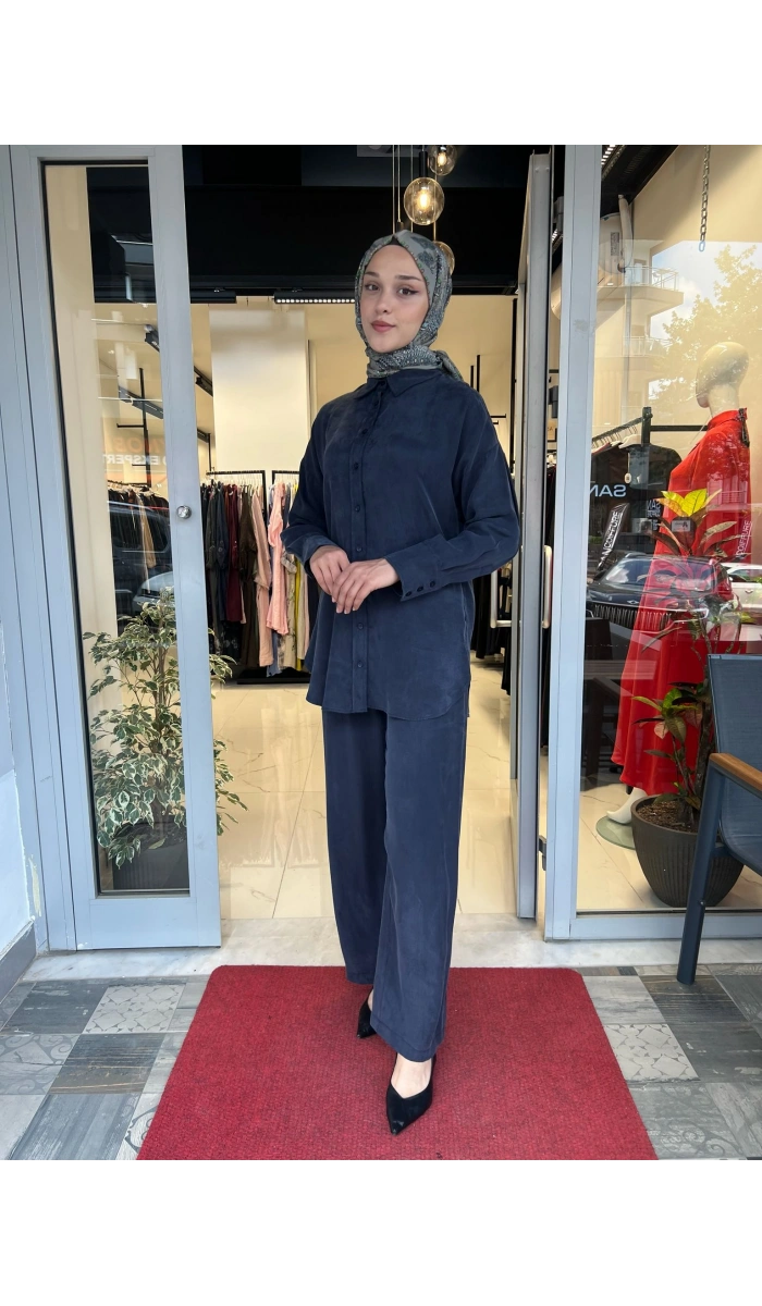 Prime Taşlanmış İpek Pantolonlu Takım TD-3699