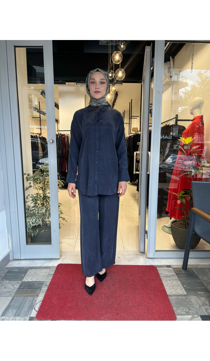 Prime Taşlanmış İpek Pantolonlu Takım TD-3699