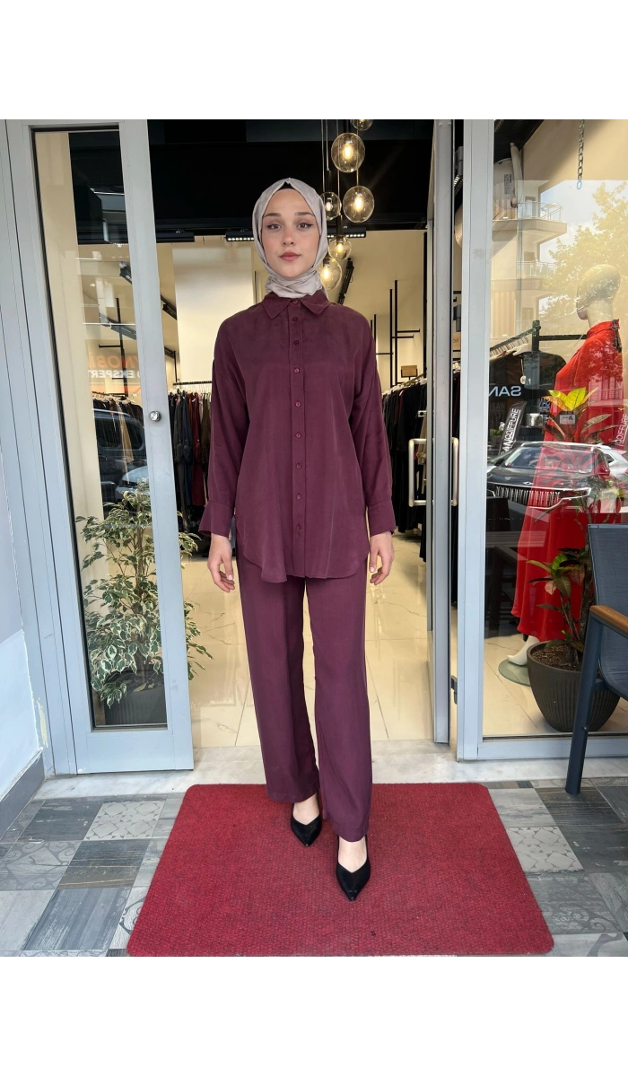 Prime Taşlanmış İpek Pantolonlu Takım TD-3699