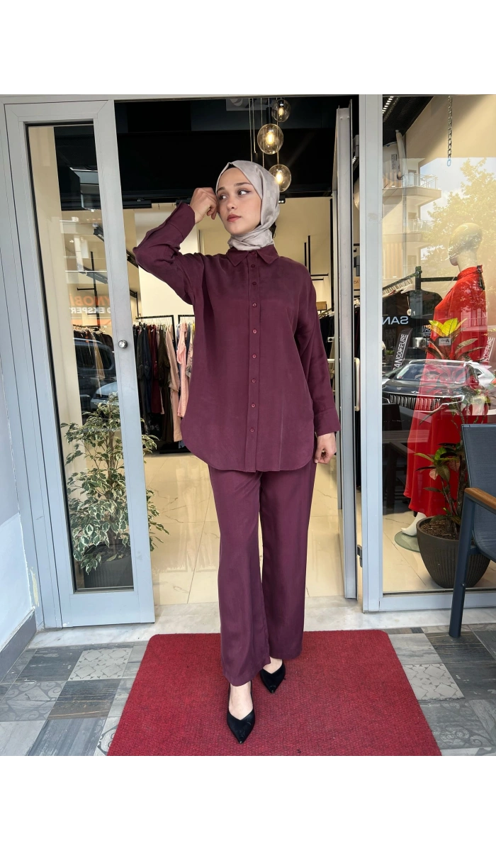 Prime Taşlanmış İpek Pantolonlu Takım TD-3699