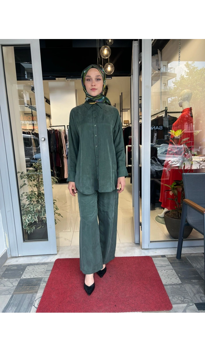Prime Taşlanmış İpek Pantolonlu Takım TD-3699