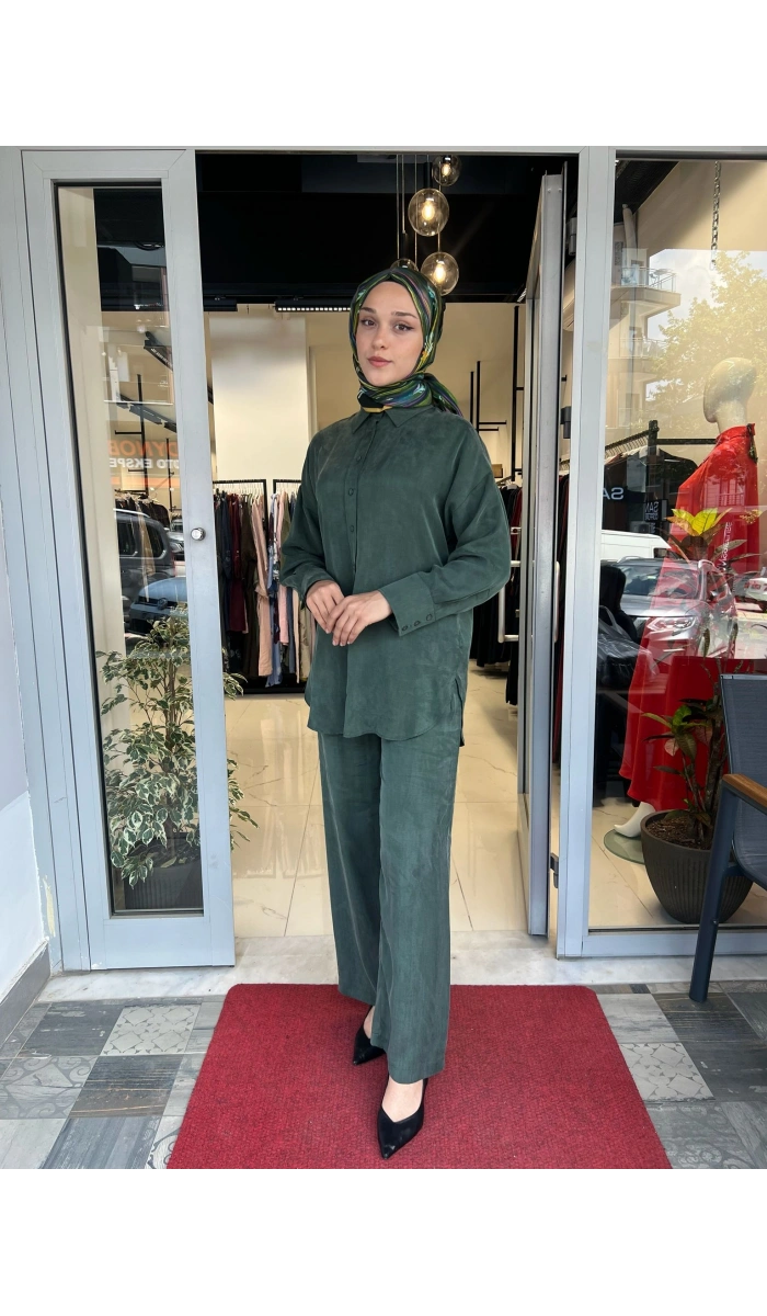 Prime Taşlanmış İpek Pantolonlu Takım TD-3699