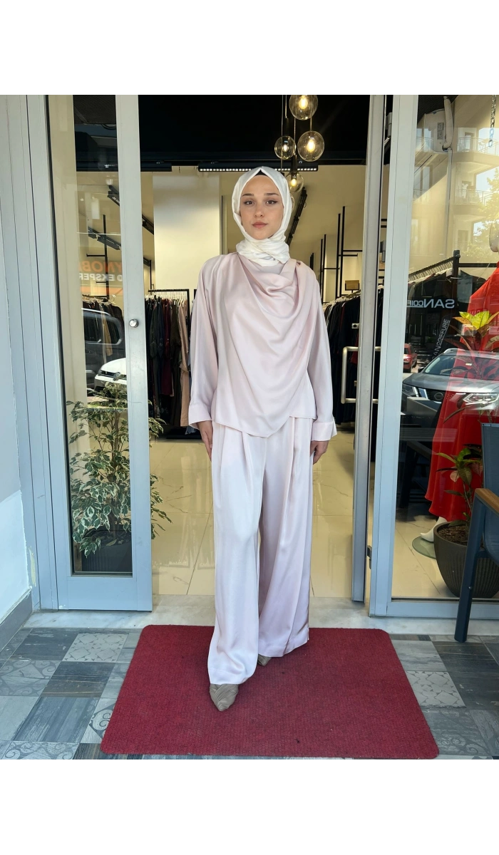 Resa Asetat Şal Detaylı Pantolon TD-4768