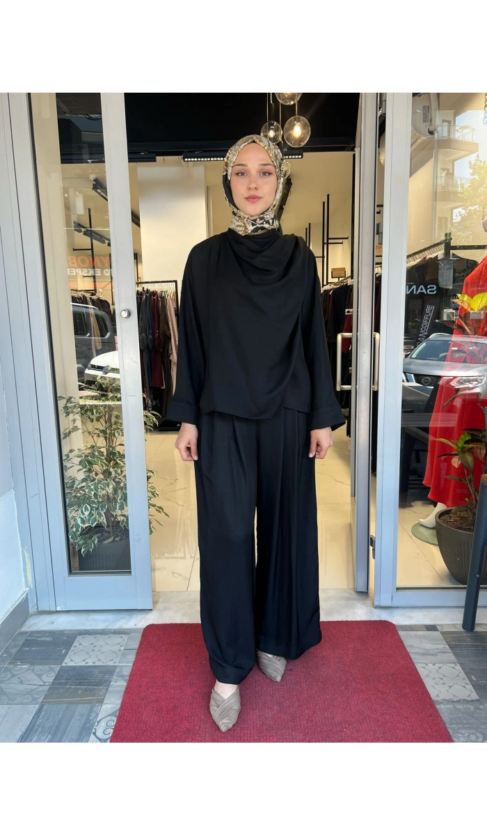 Resa Asetat Şal Detaylı Pantolon TD-4768