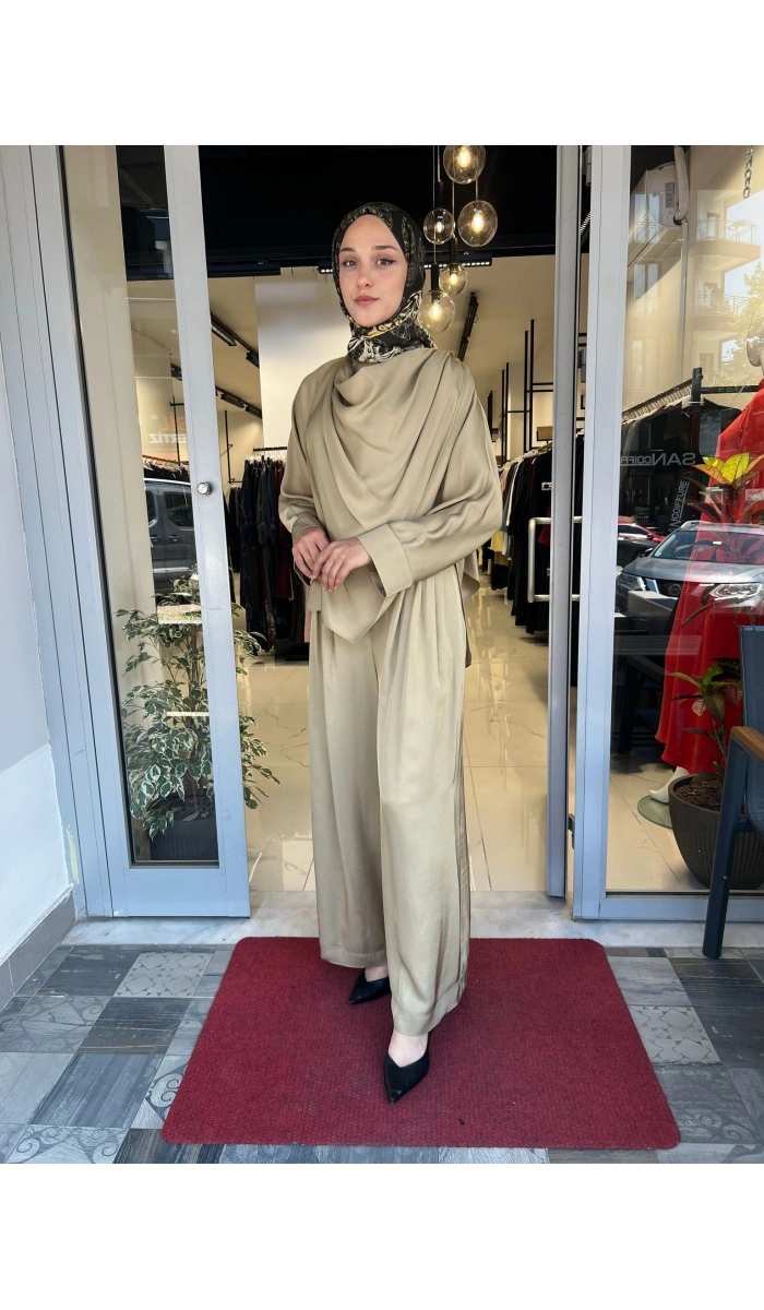 Resa Asetat Şal Detaylı Pantolon TD-4768