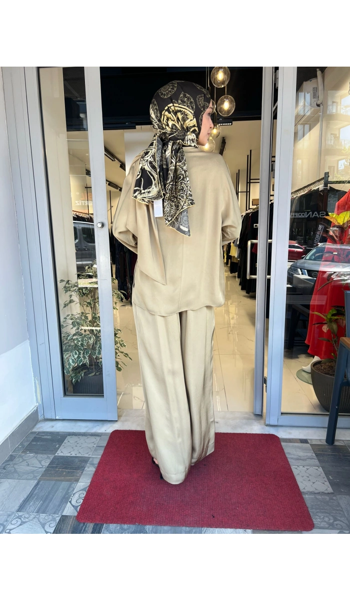 Resa Asetat Şal Detaylı Pantolon TD-4768