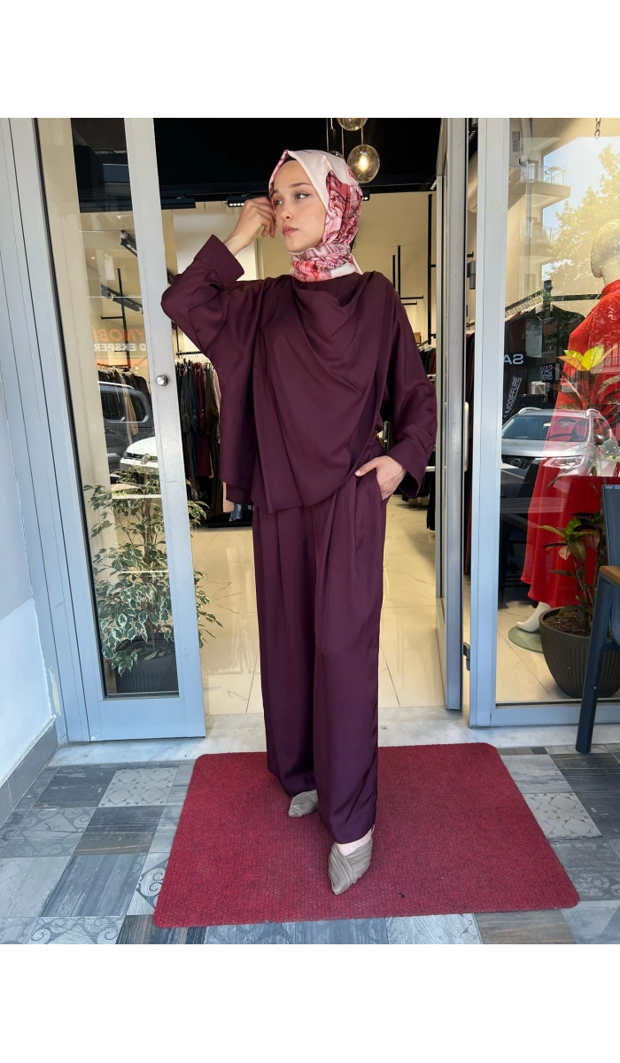 Resa Asetat Şal Detaylı Pantolon TD-4768
